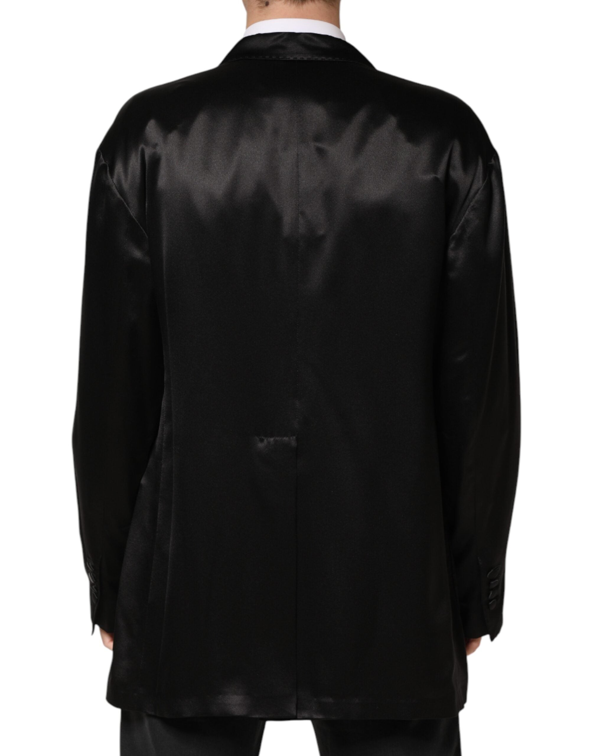 Dolce & Gabbana Black Silk Double Breasted 2 Button Men's Blazer