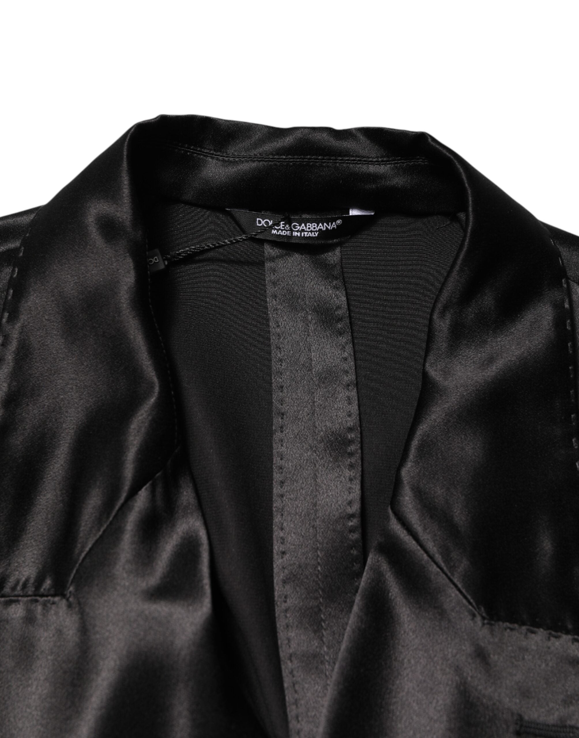 Dolce & Gabbana Black Silk Double Breasted 2 Button Men's Blazer