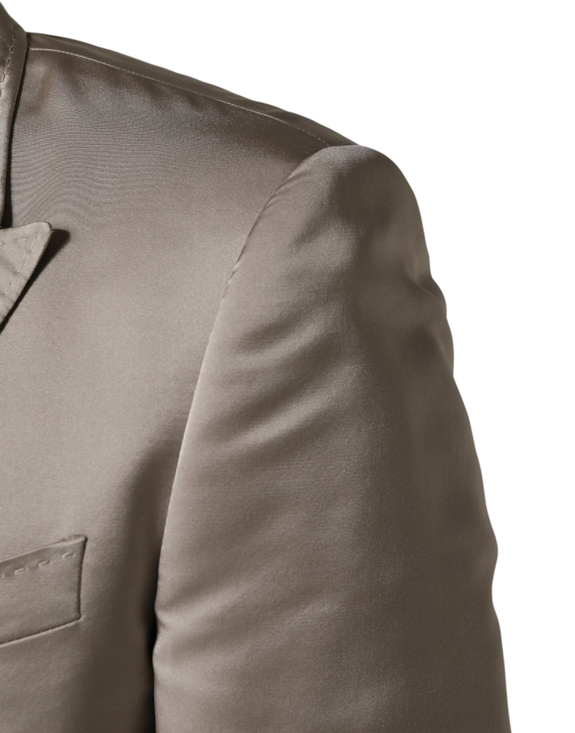 Dolce & Gabbana Beige Silk Single Breasted Jacket Men Men's Blazer