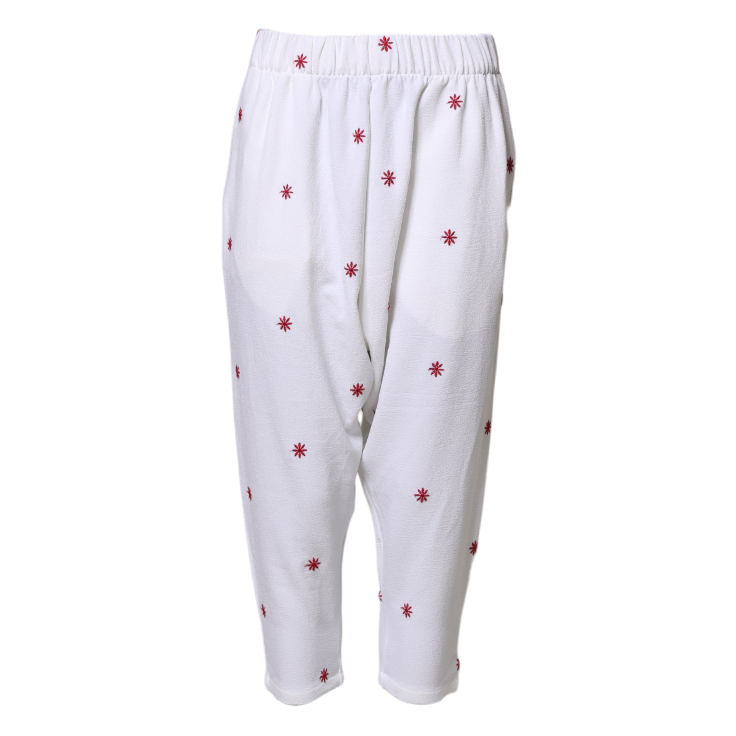 Department 5 White Floral Tapered High Waist Cropped Women's Pants (Pre-Owned)