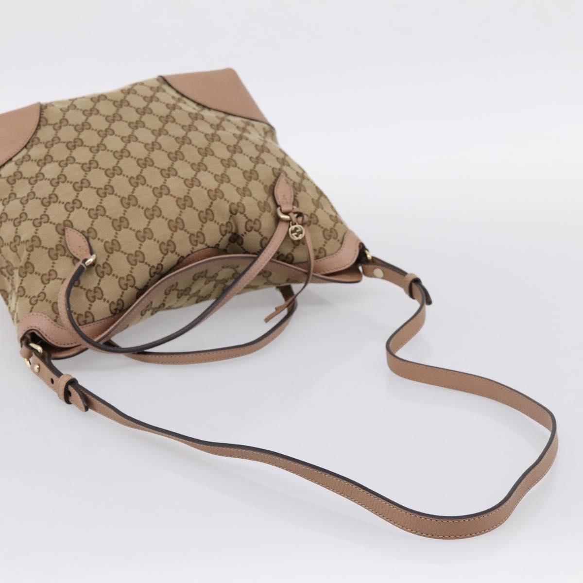 Gucci Bree Convertible Top Handle Gg Canvas With Leather Beige Canvas Handbag (Pre-Owned)