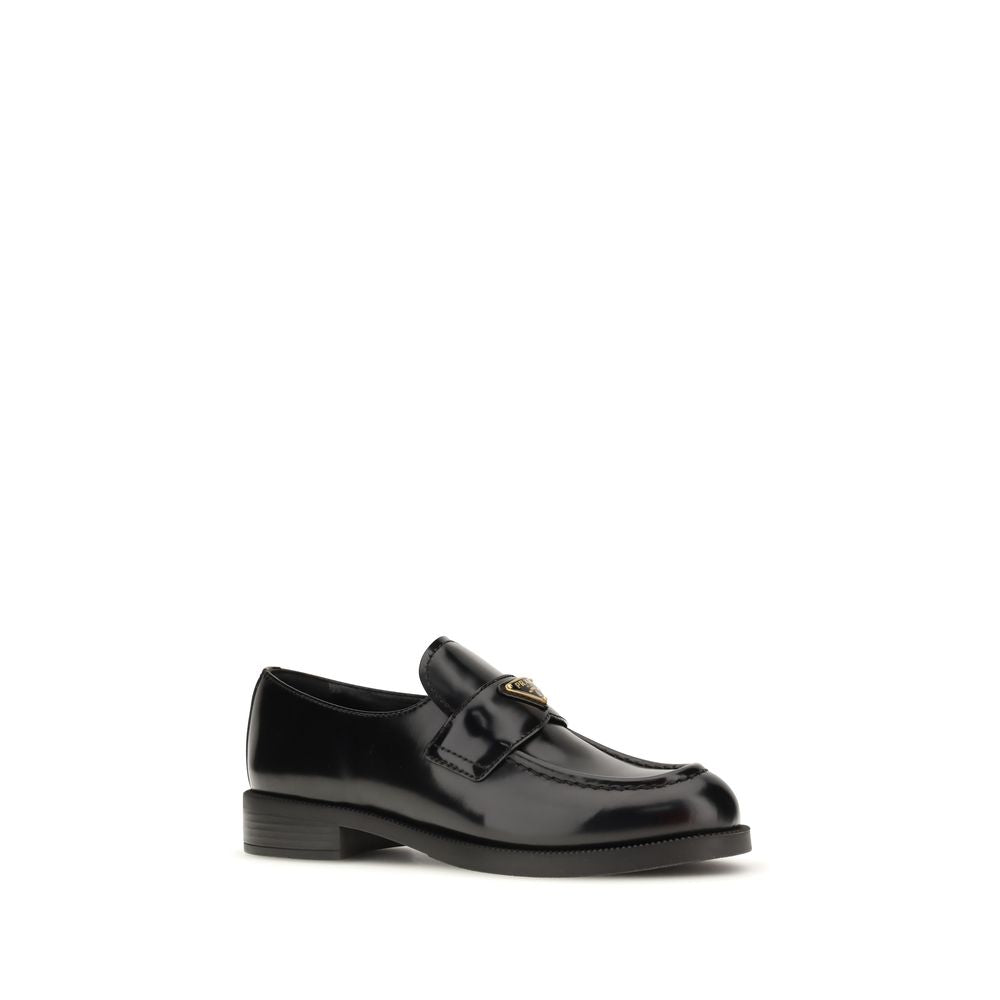 Prada Black Calf Leather Bos Taurus Slip-On Women's Loafers