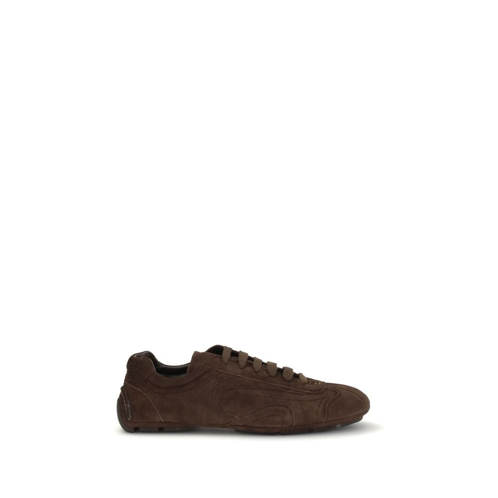 Prada Brown Calf Leather Bos Taurus Athletic Men's Sneakers