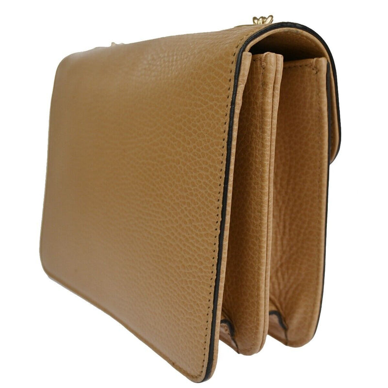 Gucci Interlocking G Beige Leather Shoulder Bag (Pre-Owned)