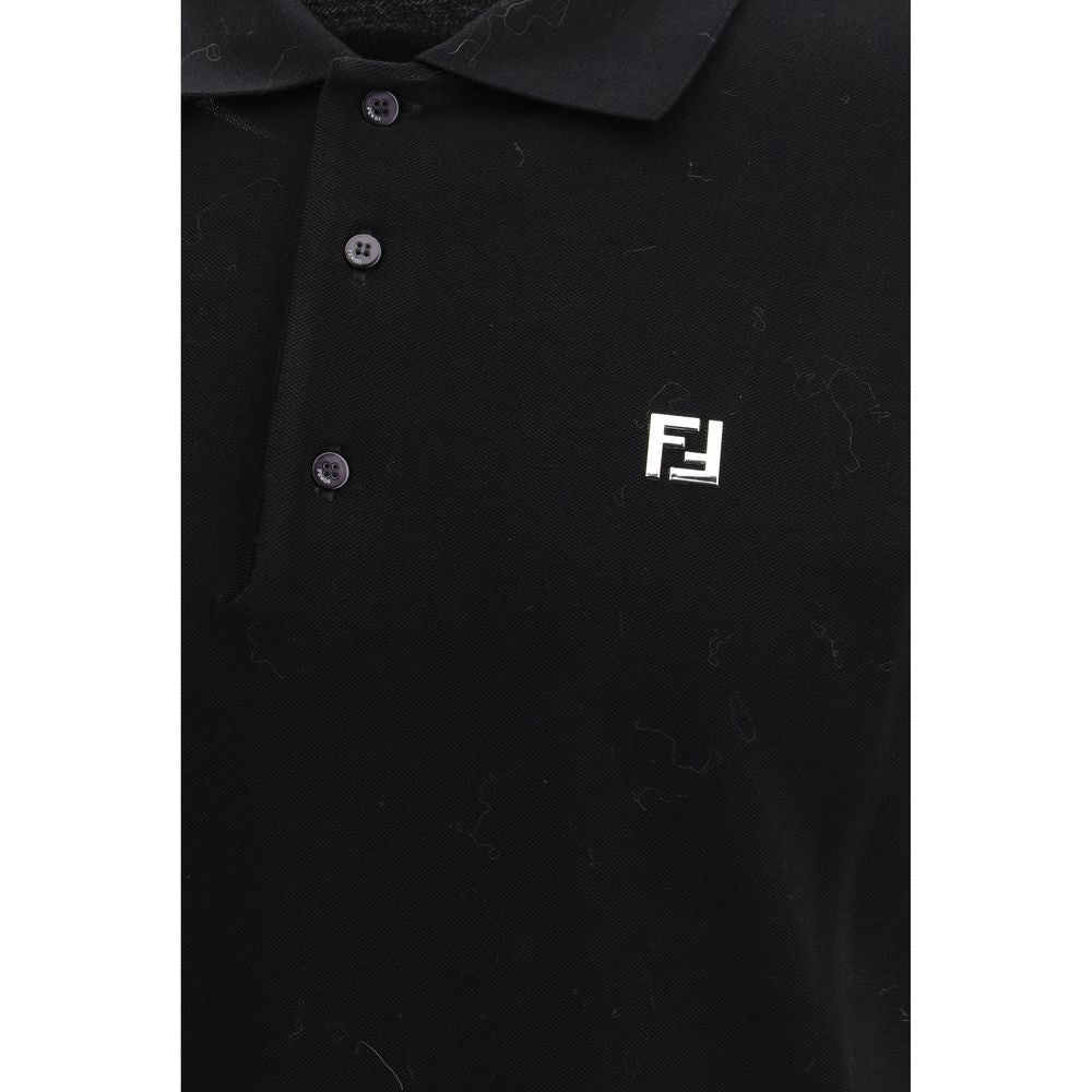 Fendi Black Cotton Polo Men's Shirt