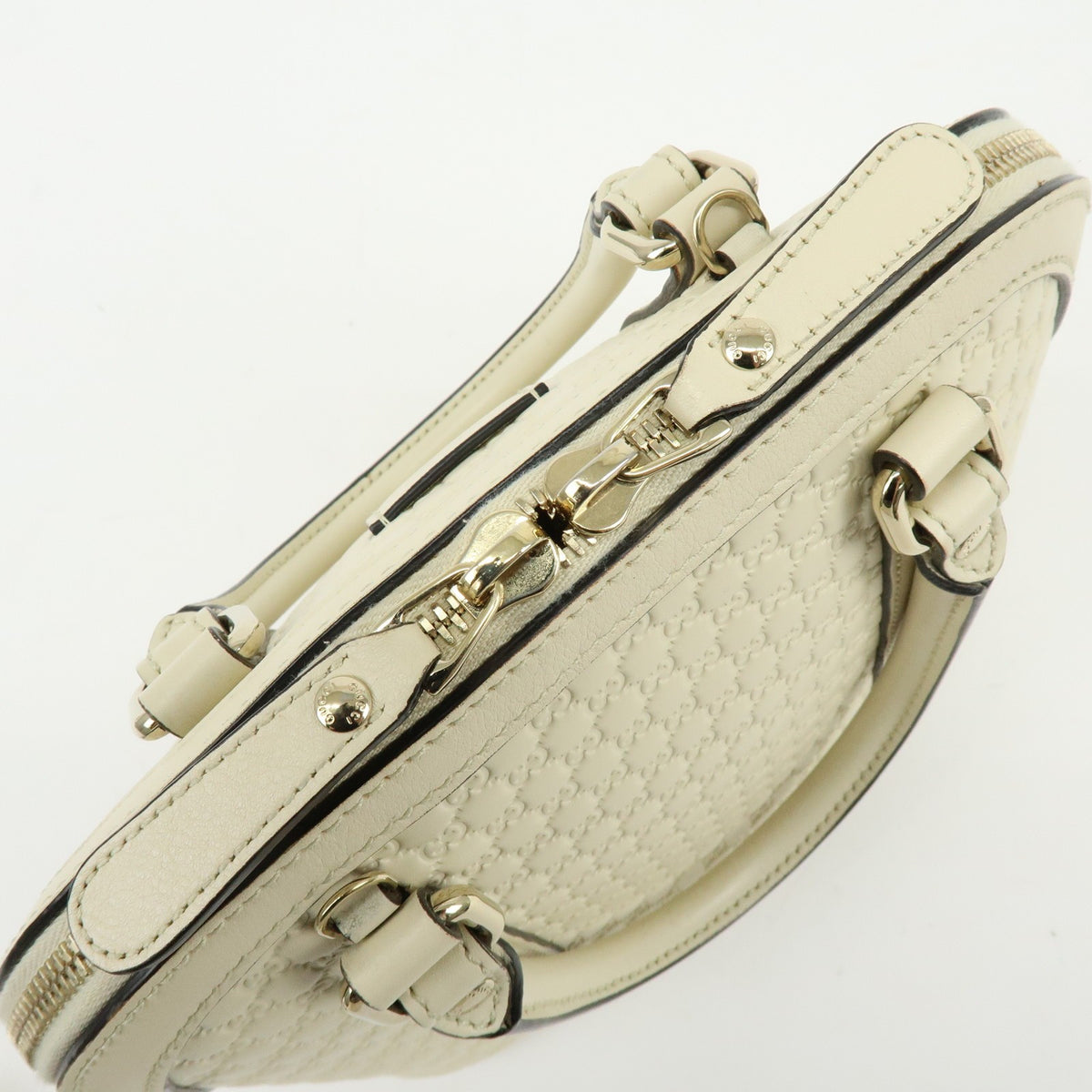 Gucci Convertible Dome Satchel Guccissima Leather White Leather Handbag (Pre-Owned)