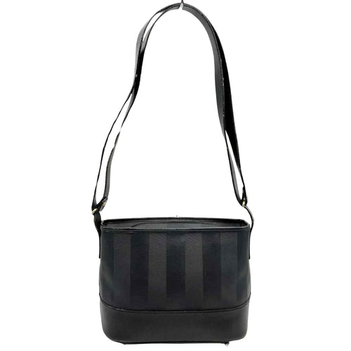 Fendi Pequin Black Canvas Shoulder Bag (Pre-Owned)