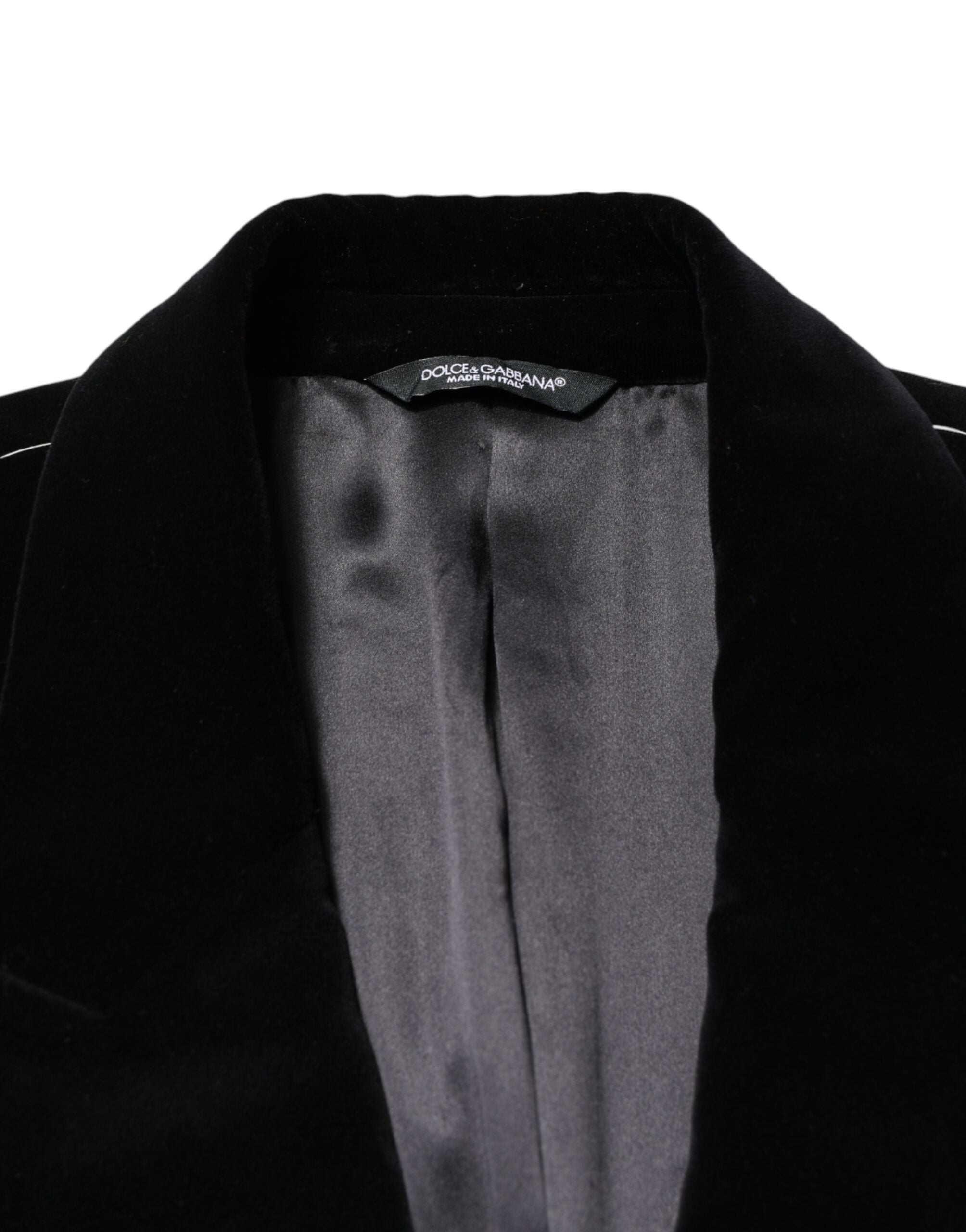 Dolce & Gabbana Black Cotton Velvet Long Trench Coat Men's Jacket