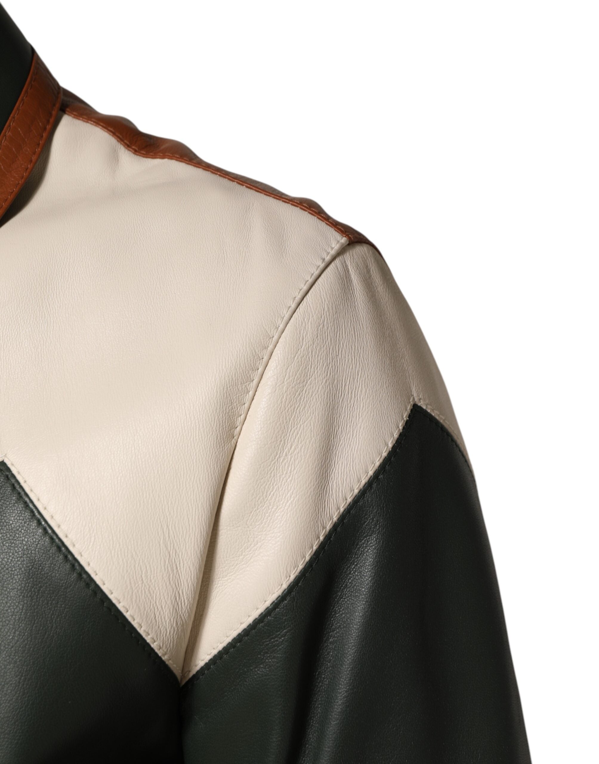 Dolce & Gabbana Multicolor Leather Full Zip men Biker Men's Jacket