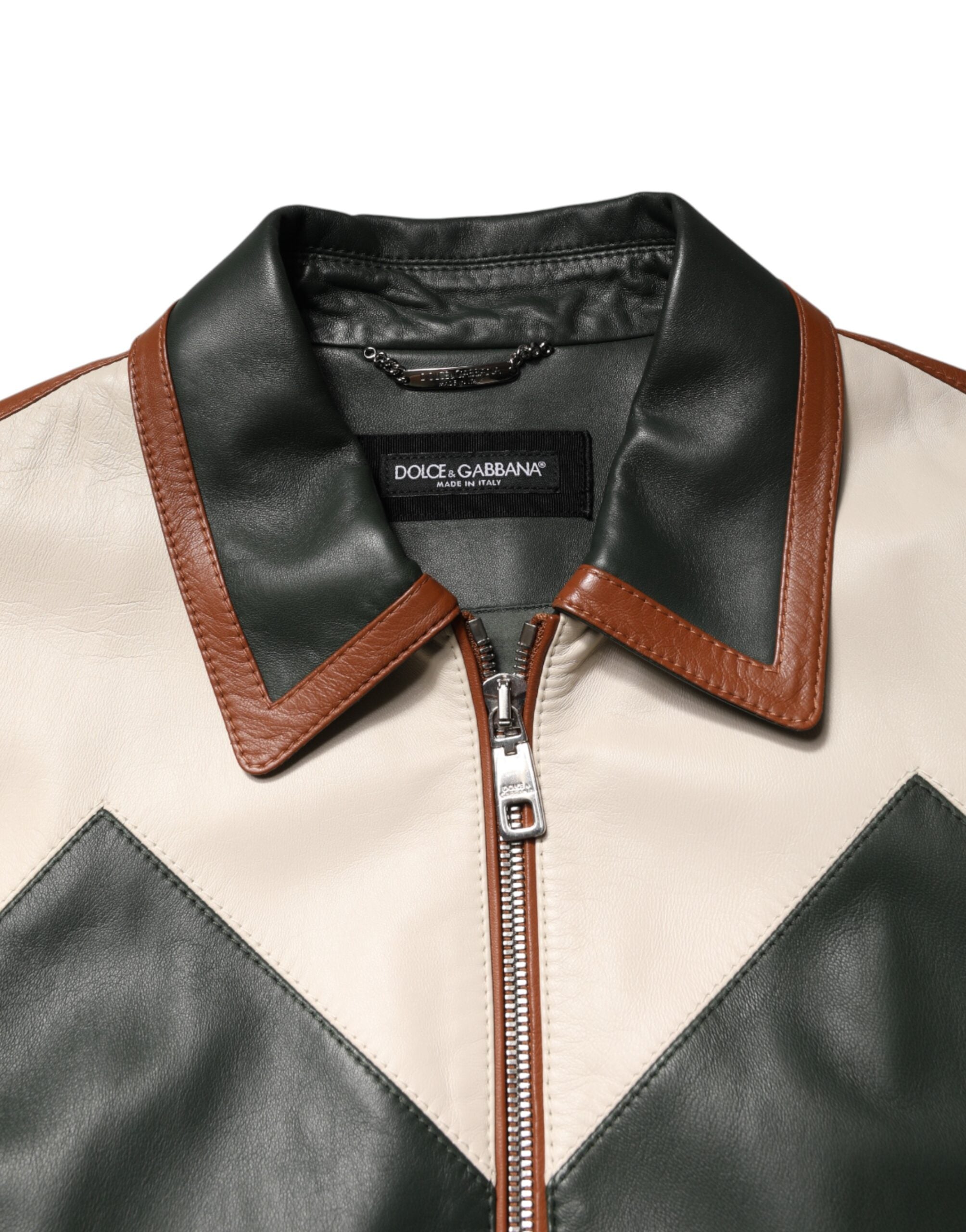 Dolce & Gabbana Multicolor Leather Full Zip men Biker Men's Jacket