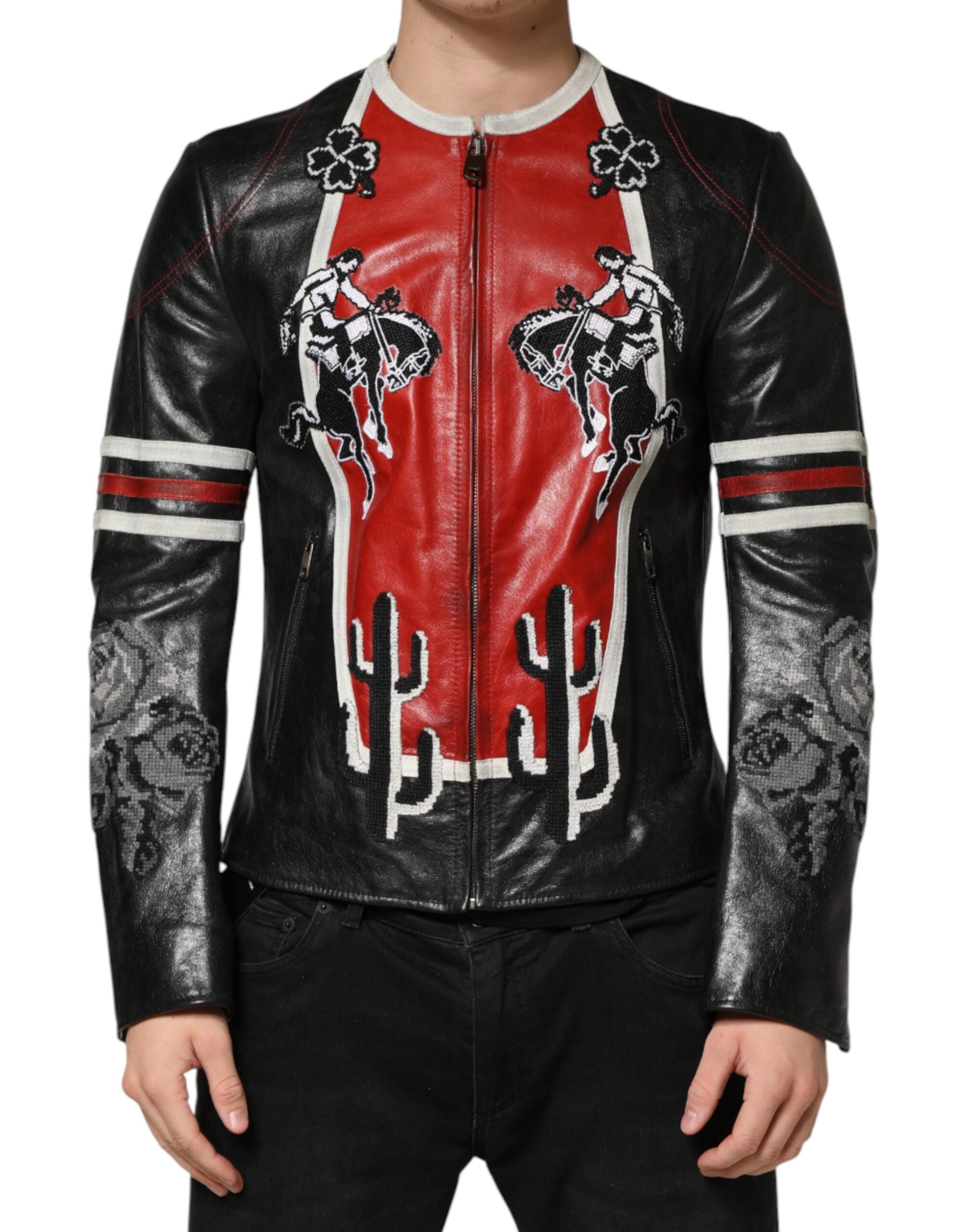Dolce & Gabbana Multicolor Guns n' Roses Full Zip Men Biker Men's Jacket