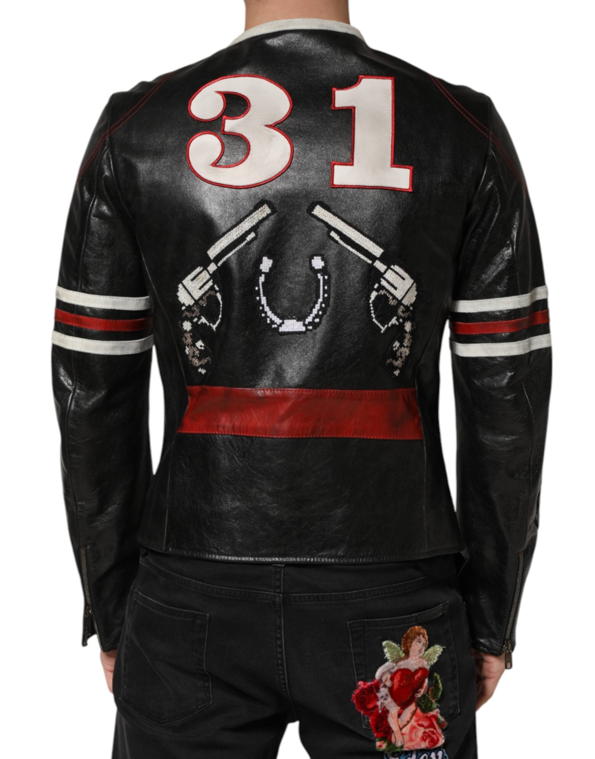 Dolce & Gabbana Multicolor Guns n' Roses Full Zip Men Biker Men's Jacket