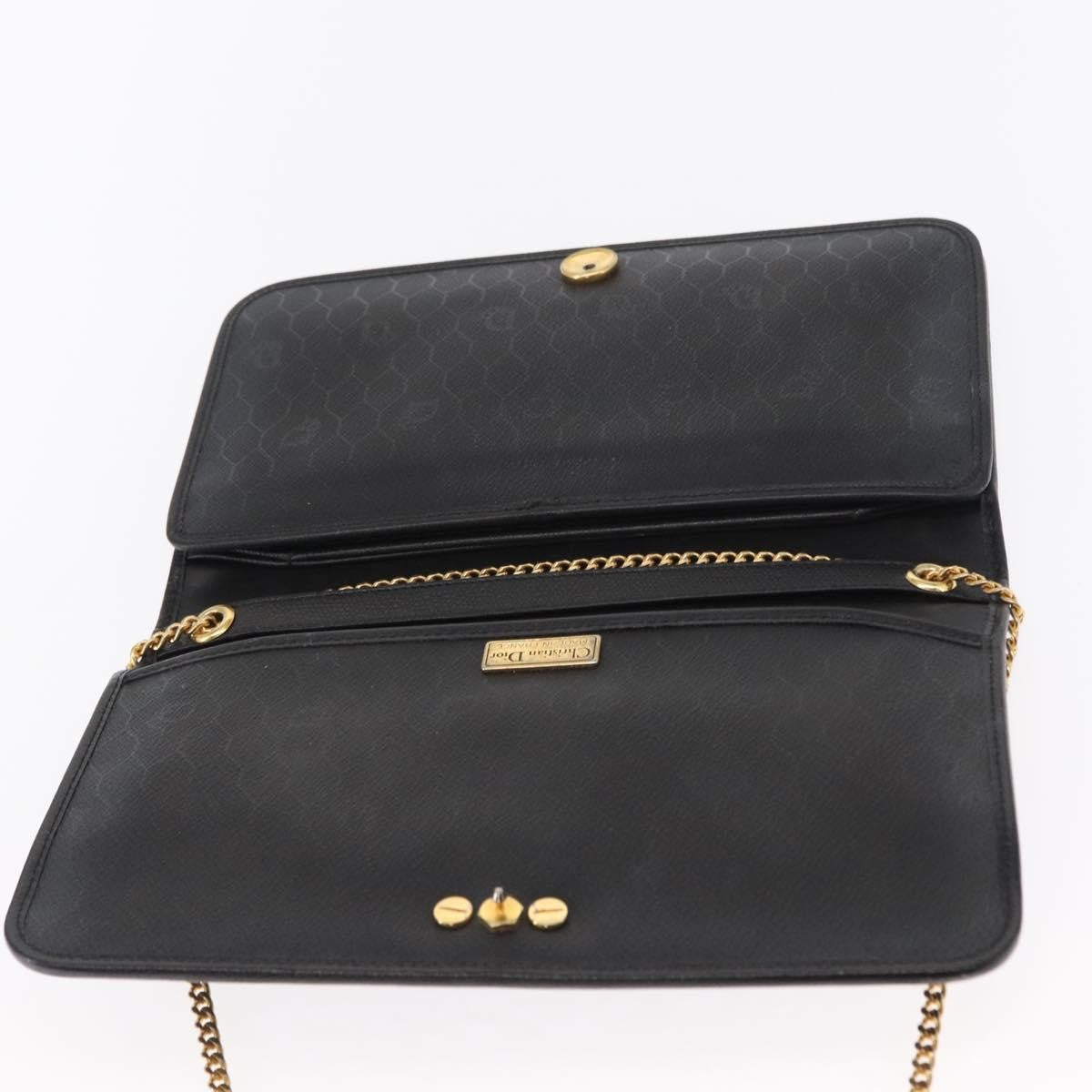 Christian Dior Vintage Chain Flap Leather Black Leather Shoulder Bag Bag (Pre-Owned)