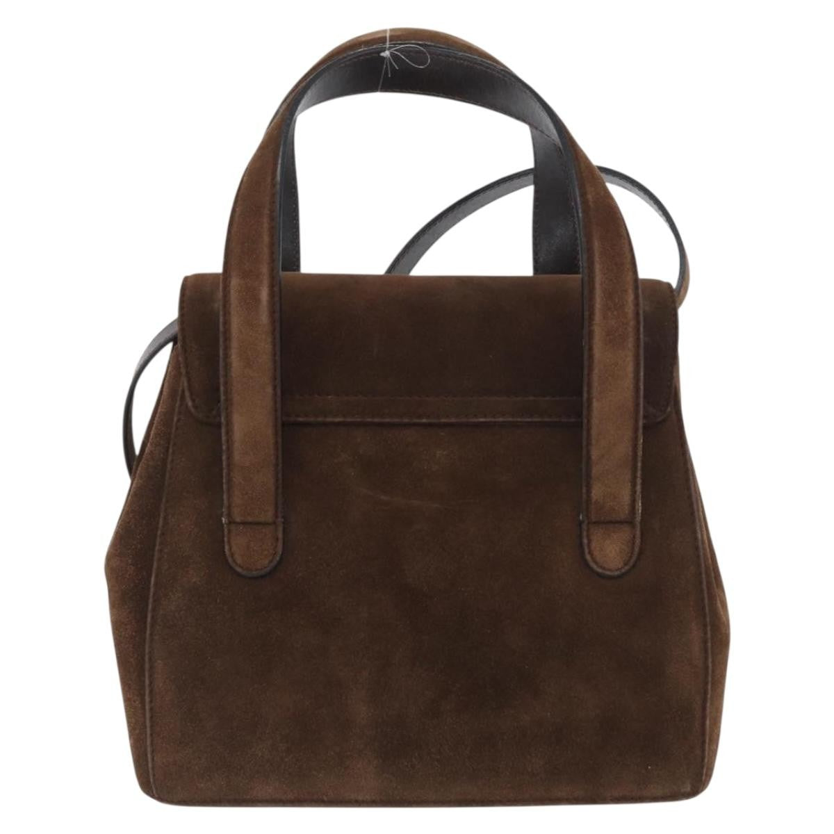 Salvatore Ferragamo Gancini Suede Brown Suede Shoulder Bag Bag (Pre-Owned)
