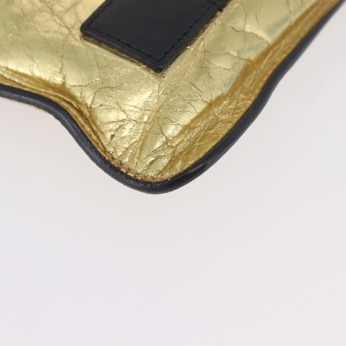 Chanel Feminine Crinkled Leather Gold Leather Clutche & Pouche Bag (Pre-Owned)