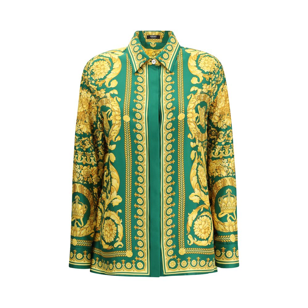 Versace Bicolor Silk Pattern Women's Shirt