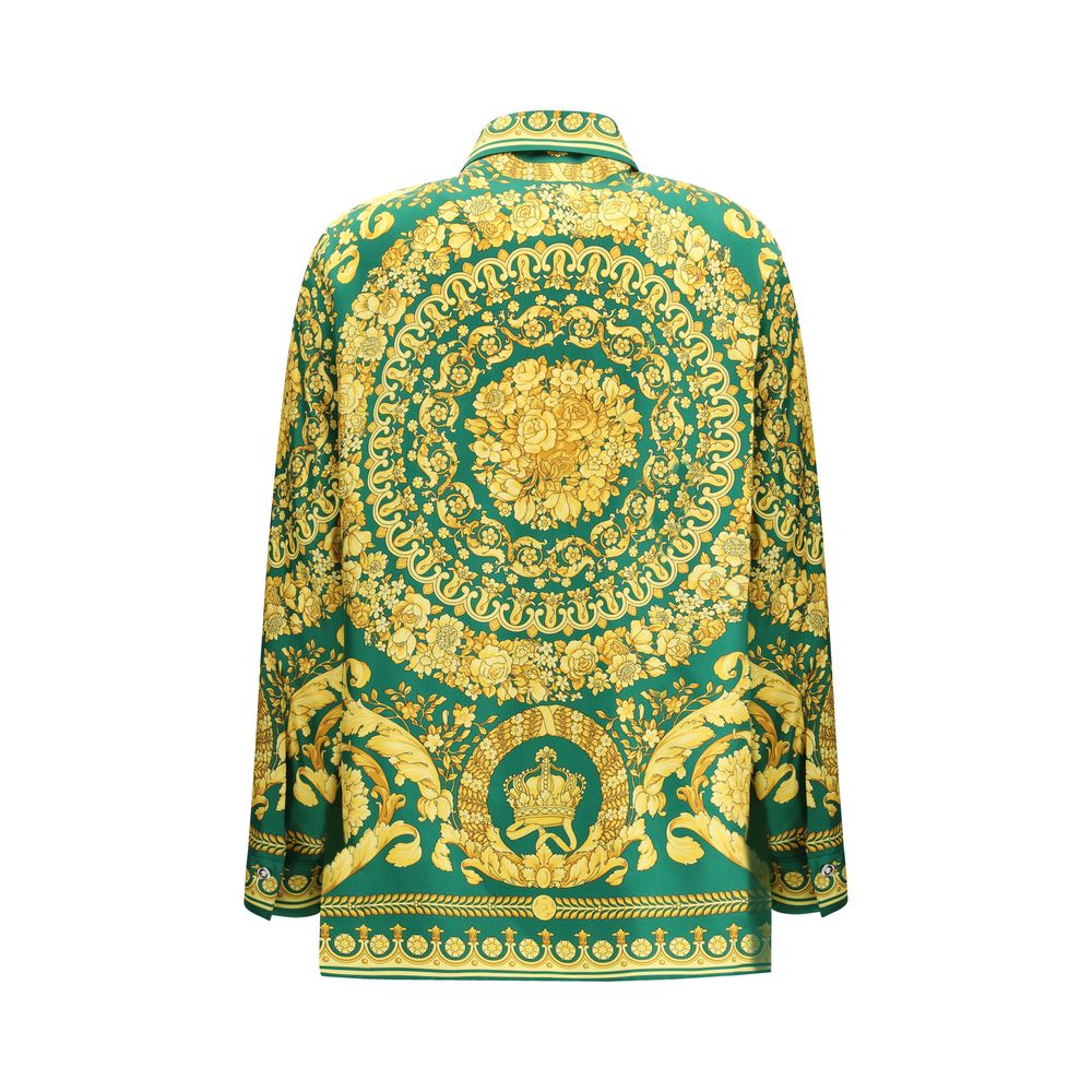 Versace Bicolor Silk Pattern Women's Shirt