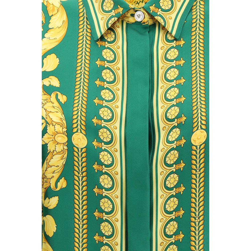 Versace Bicolor Silk Pattern Women's Shirt