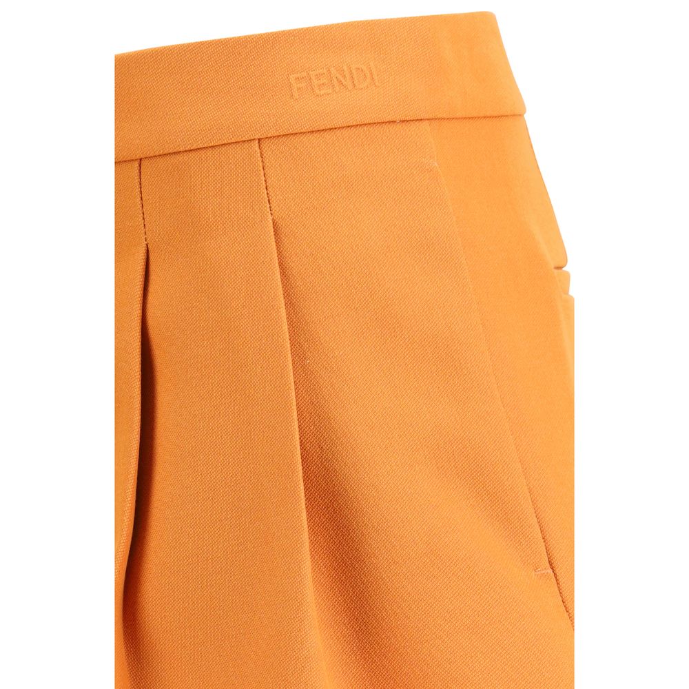 Fendi Orange Wool Oves Aries Bermuda Women's Shorts