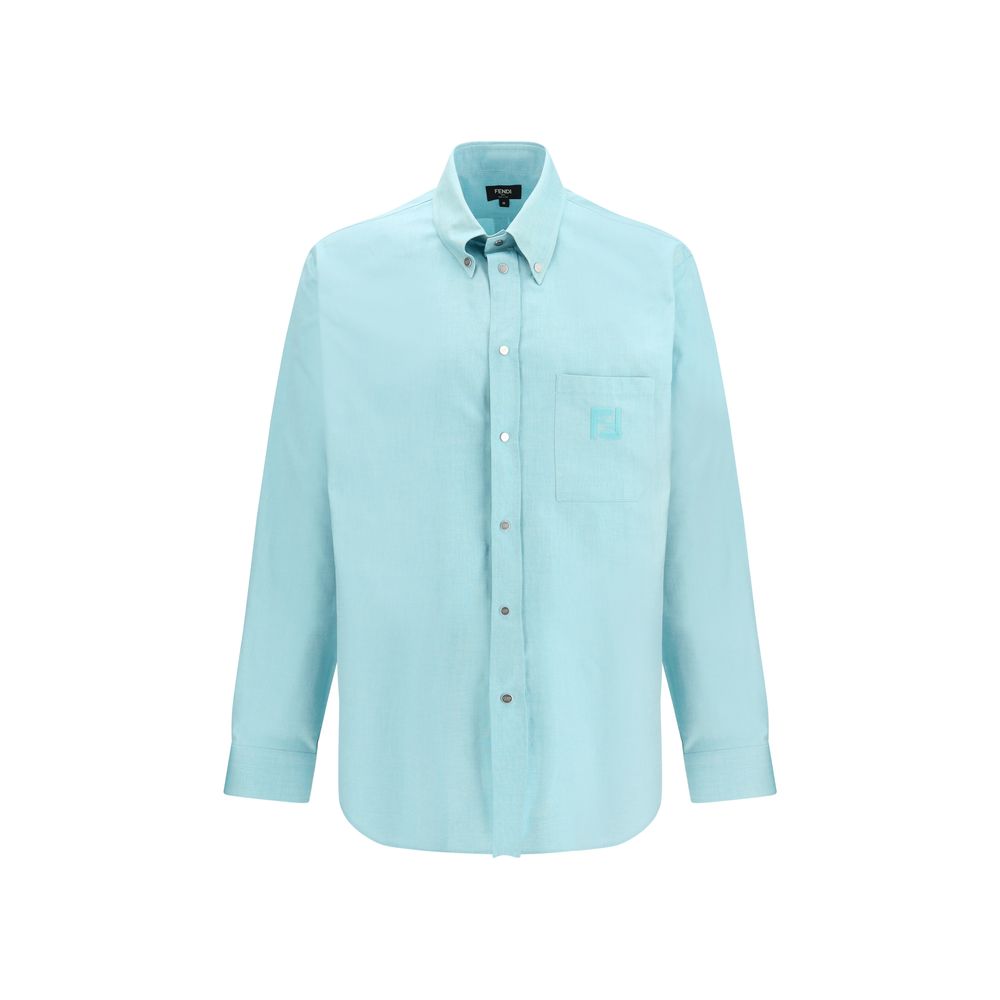 Fendi Blue Cotton Dress Men's Shirt