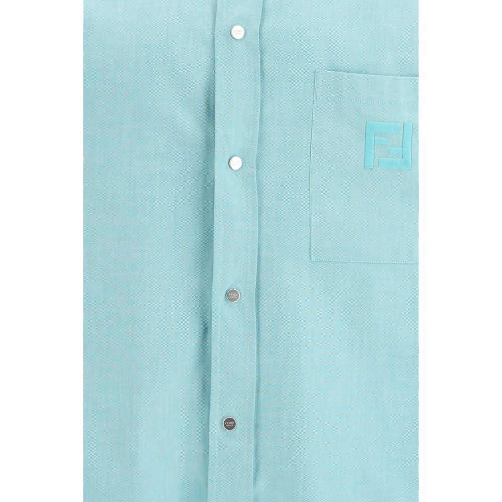 Fendi Blue Cotton Dress Men's Shirt