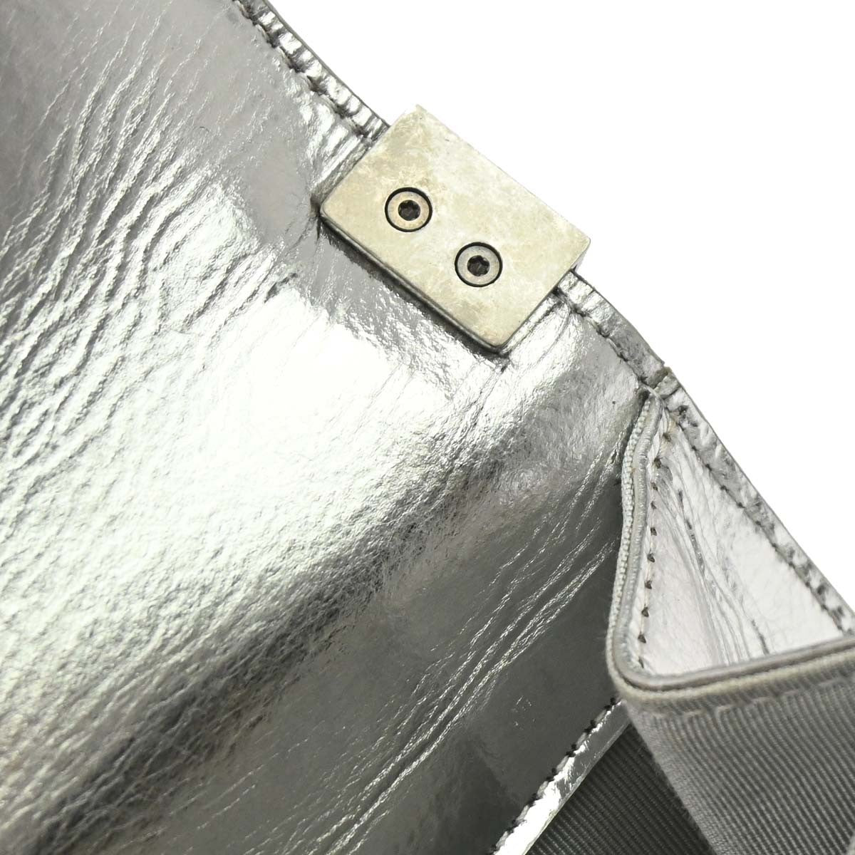 Chanel North South Boy Flap Quilted Metallic Calfskin Metallic Patent_Leather Shoulder Bag Bag (Pre-Owned)
