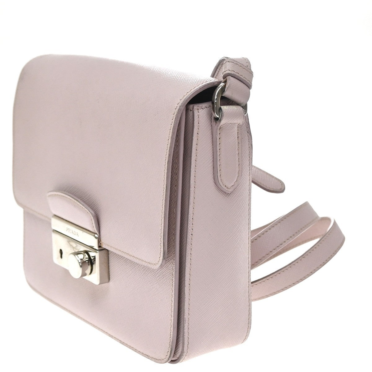 Prada Sound Flap Embroidered Saffiano Pink Leather Shoulder Bag Bag (Pre-Owned)