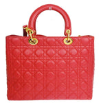 Dior Lady Dior Red Leather Handbag (Pre-Owned)