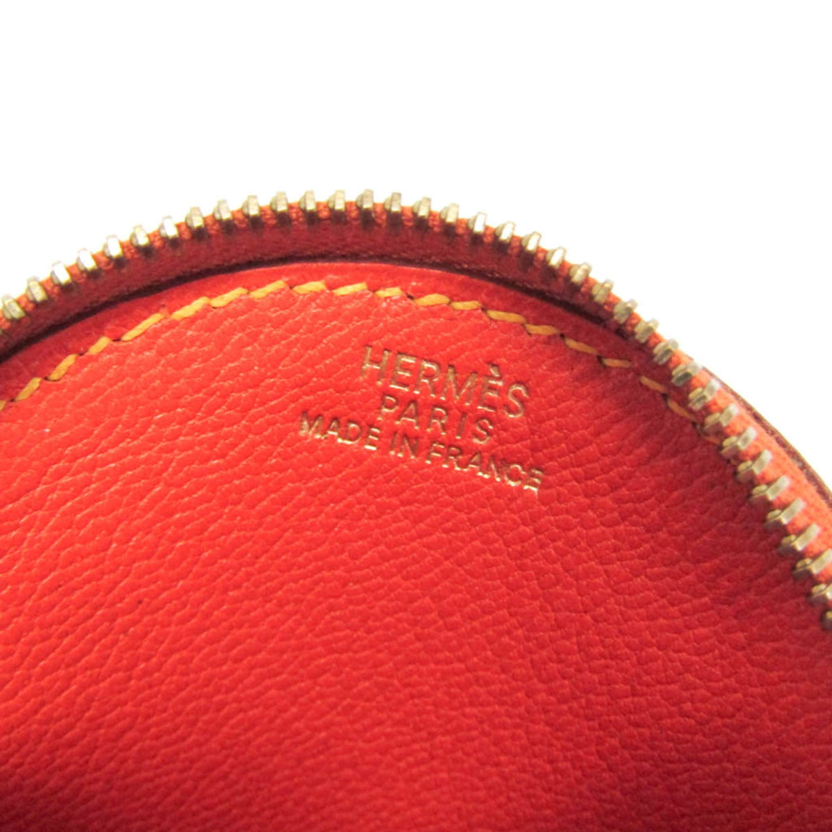Hermes Orange Slice Coin Leather Orange Leather Clutche & Pouche Bag (Pre-Owned)