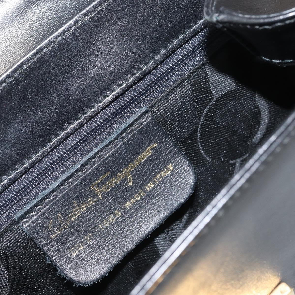 Salvatore Ferragamo Vintage Leather Black Leather Handbag (Pre-Owned)