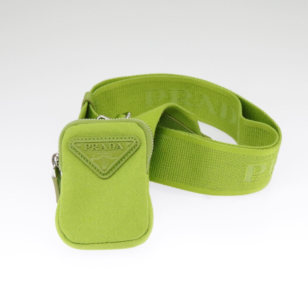 Prada Zipped Triangle Canvas Green Canvas Crossbody Bag Bag (Pre-Owned)