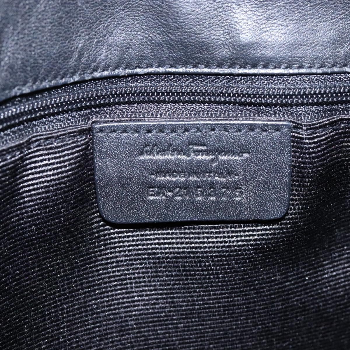 Salvatore Ferragamo Gancini Tote Canvas Black Canvas Tote Bag Bag (Pre-Owned)