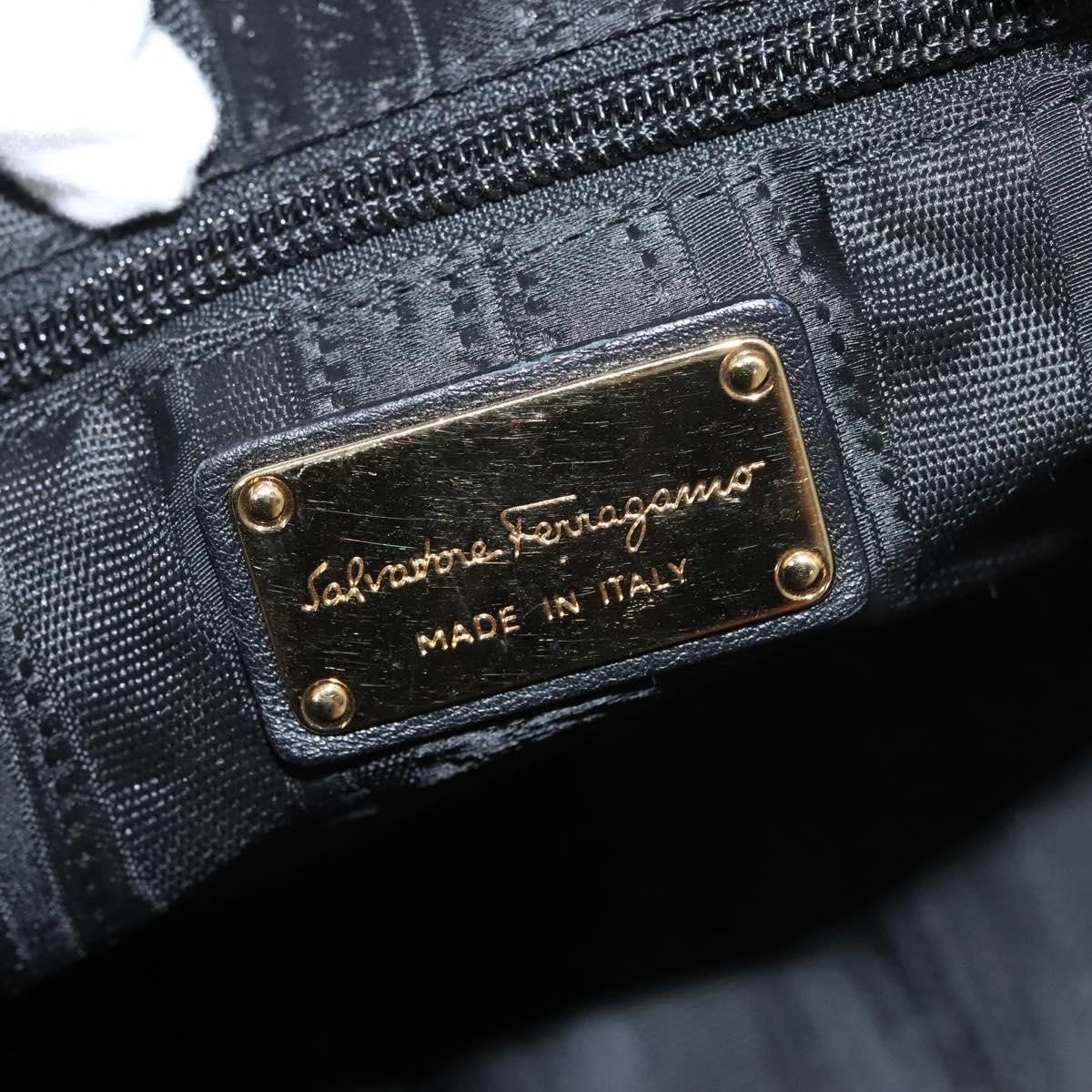Salvatore Ferragamo Gancini Leather Black Leather Handbag (Pre-Owned)