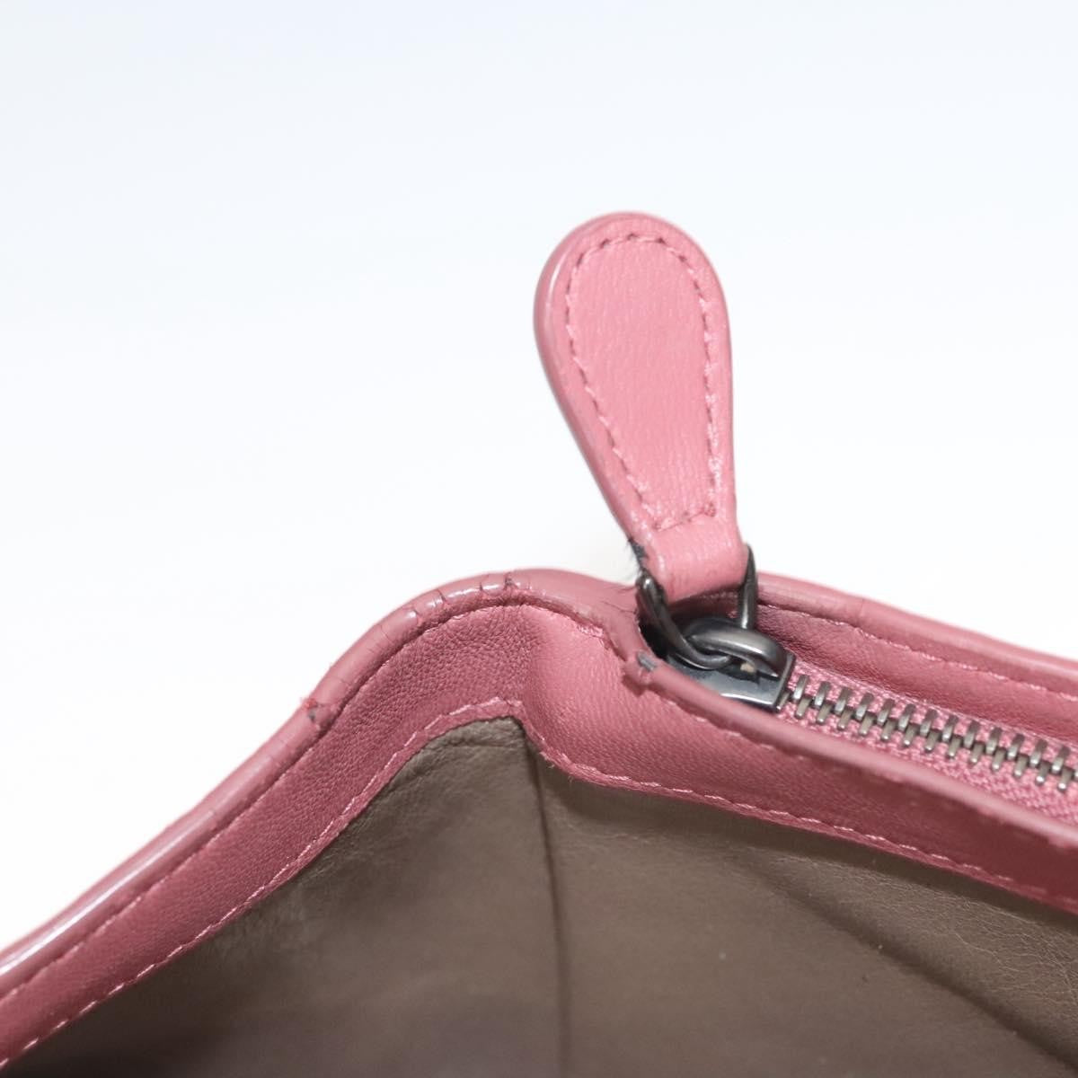 Bottega Veneta Bifold Coin Pocket Card Holder Intrecciato Nappa Pink Leather Wallets Accessory (Pre-Owned)