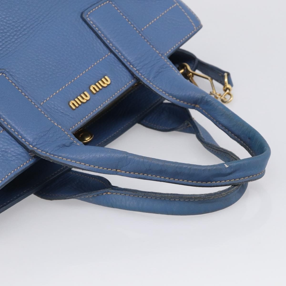 Miu Miu Beau Top Handle Leather Blue Leather Handbag (Pre-Owned)