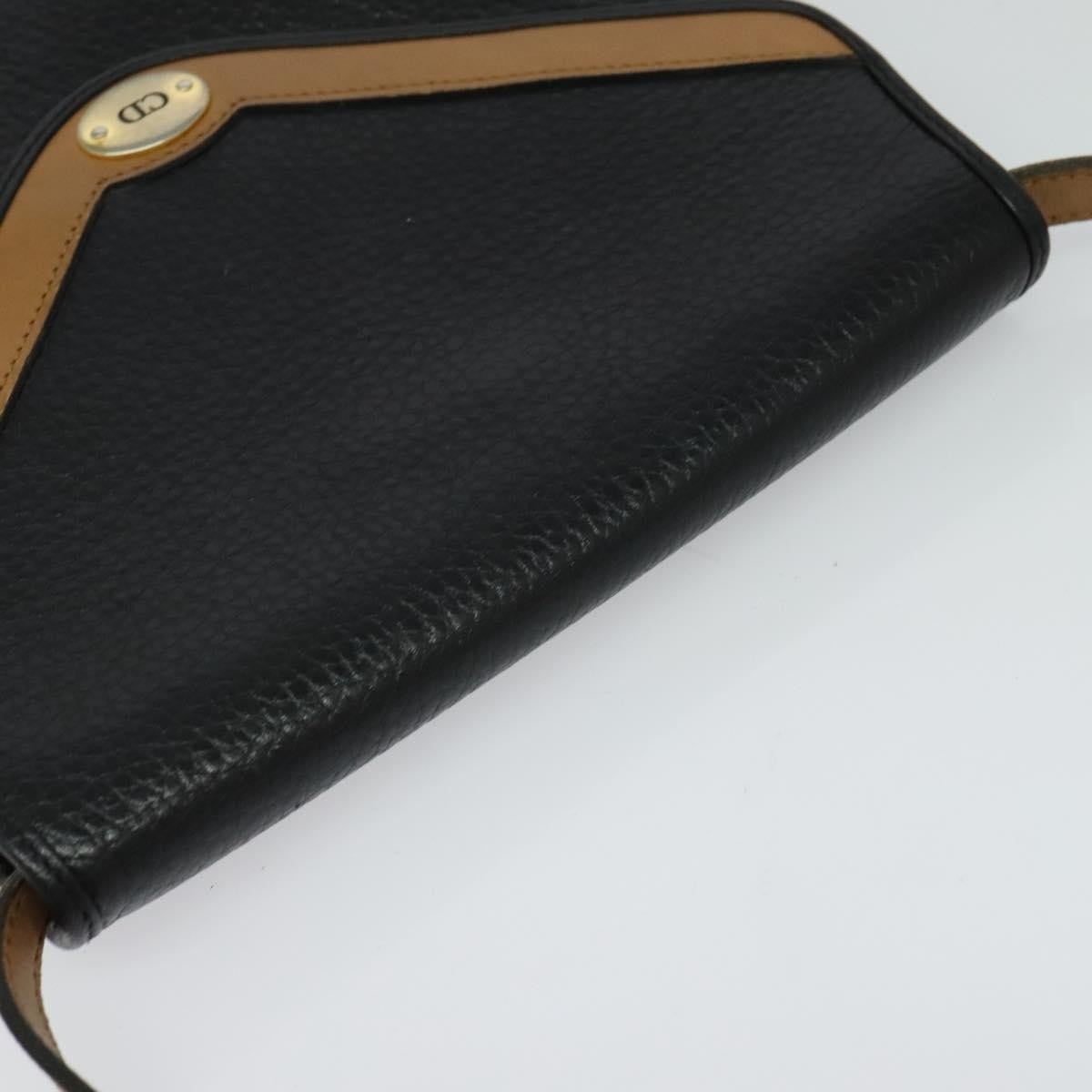 Christian Dior Vintage Cd Flap Leather Black Leather Shoulder Bag Bag (Pre-Owned)