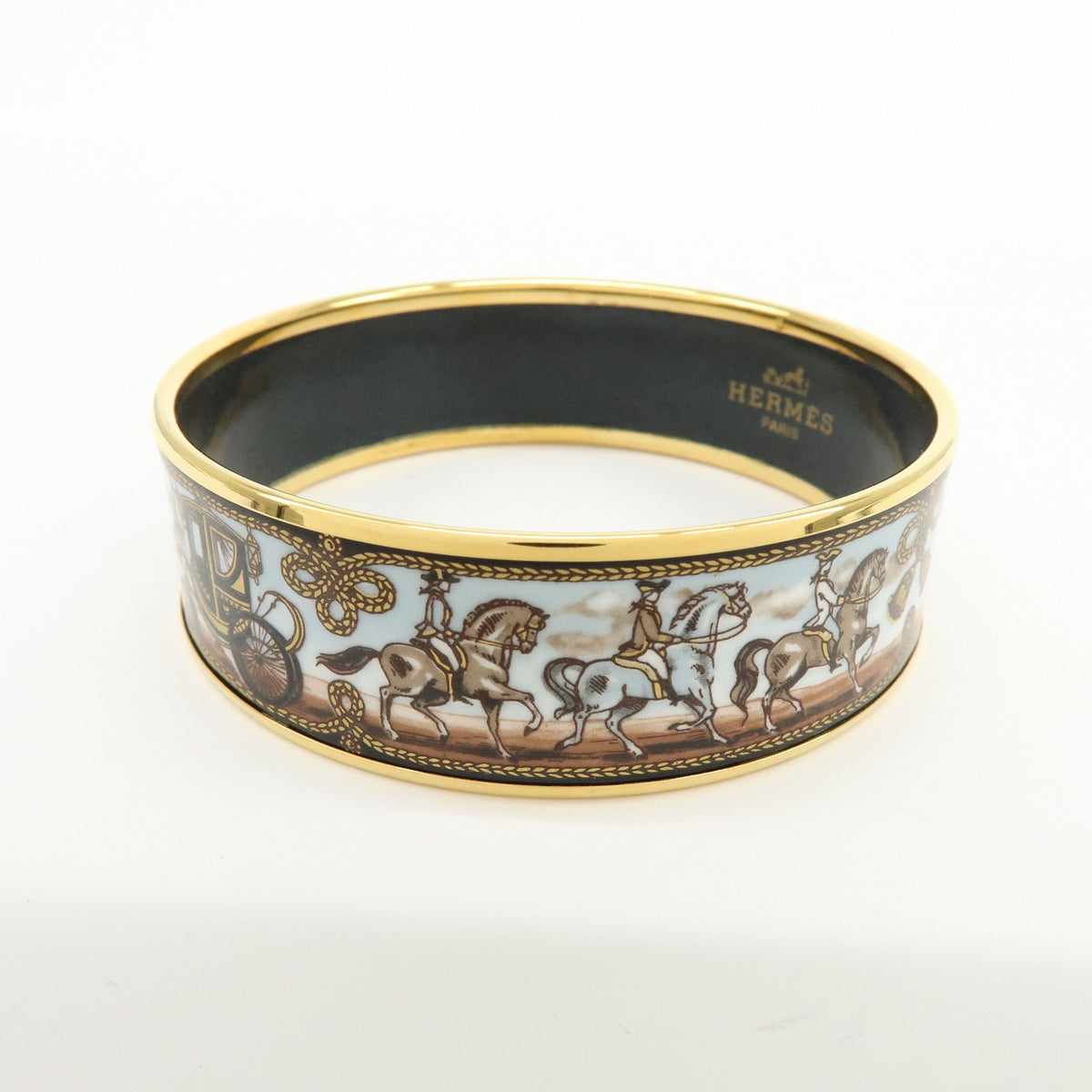 Hermes Caleche Bangle Enamel Gold Gold_Plated Bracelet Jewelry (Pre-Owned)