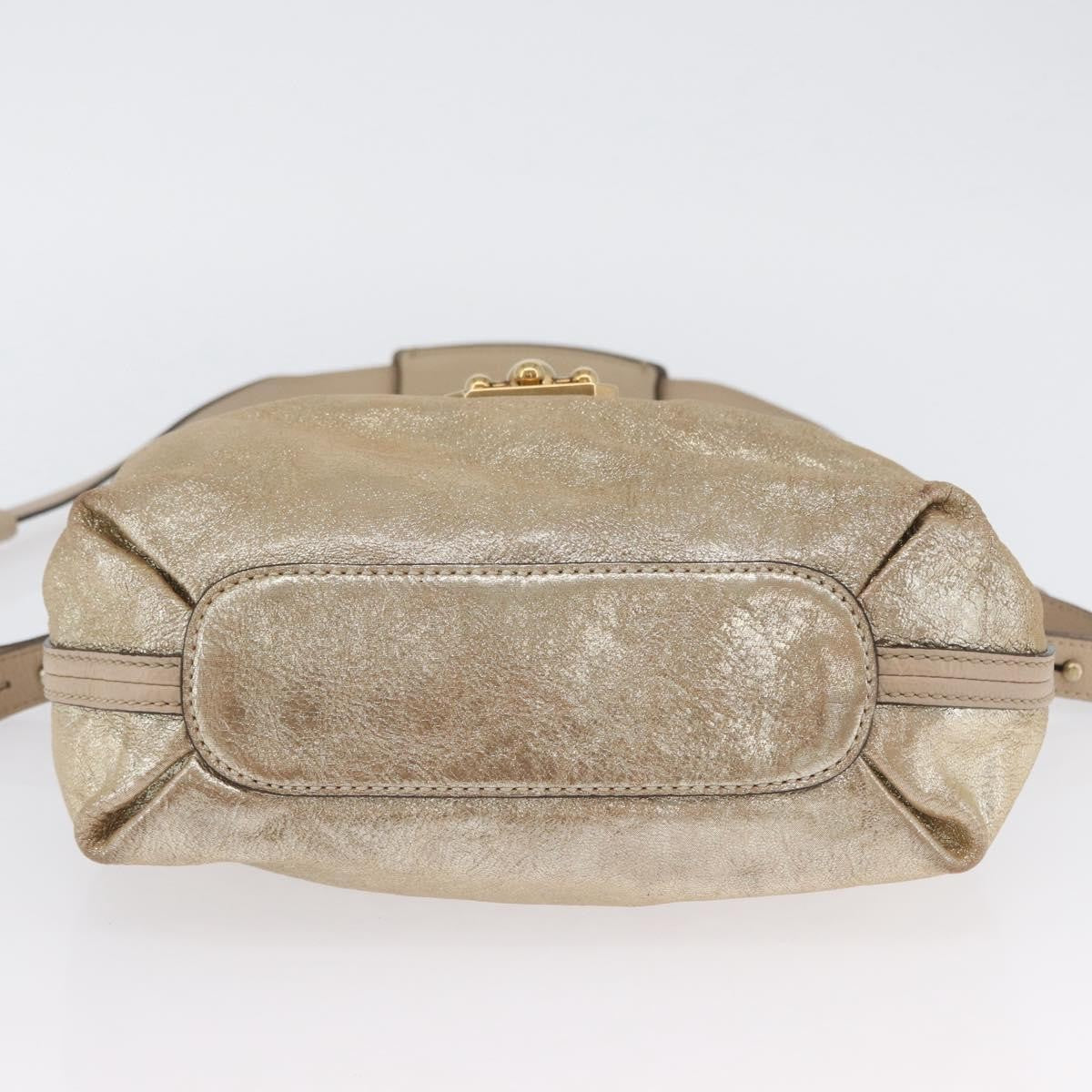 Chloe Elsie Convertible Satchel Leather Gold Leather Handbag (Pre-Owned)