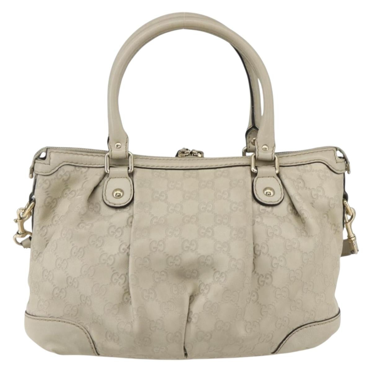Gucci Sukey Top Handle Satchel Guccissima Leather Ecru Leather Handbag (Pre-Owned)