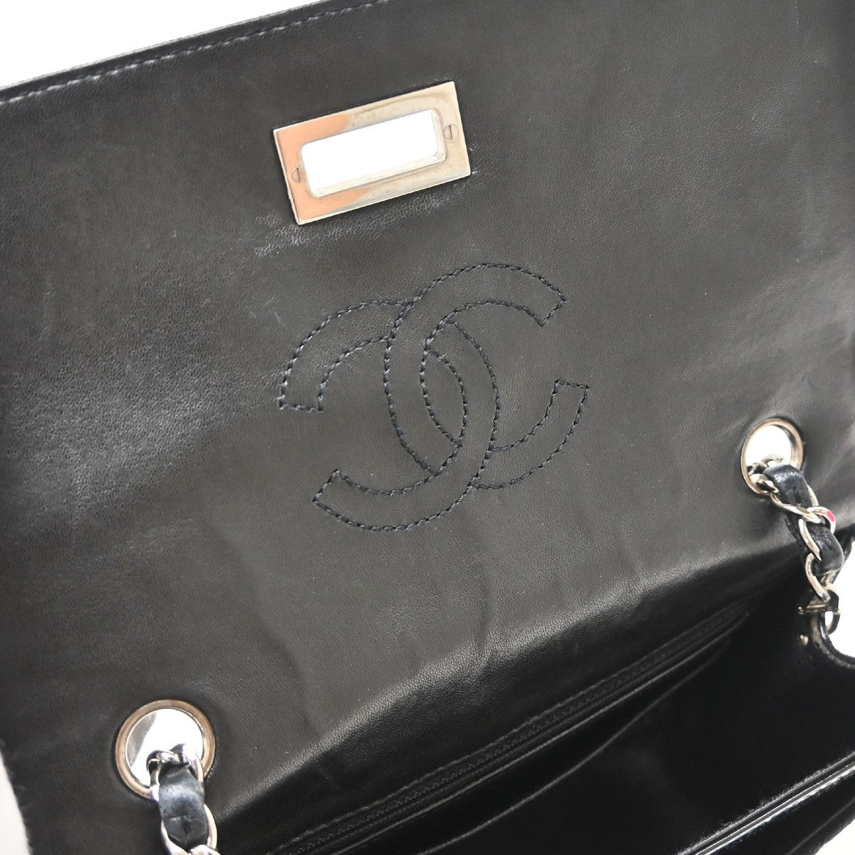 Chanel Reissue Flap Quilted Jersey With Patent Black Canvas Shoulder Bag Bag (Pre-Owned)