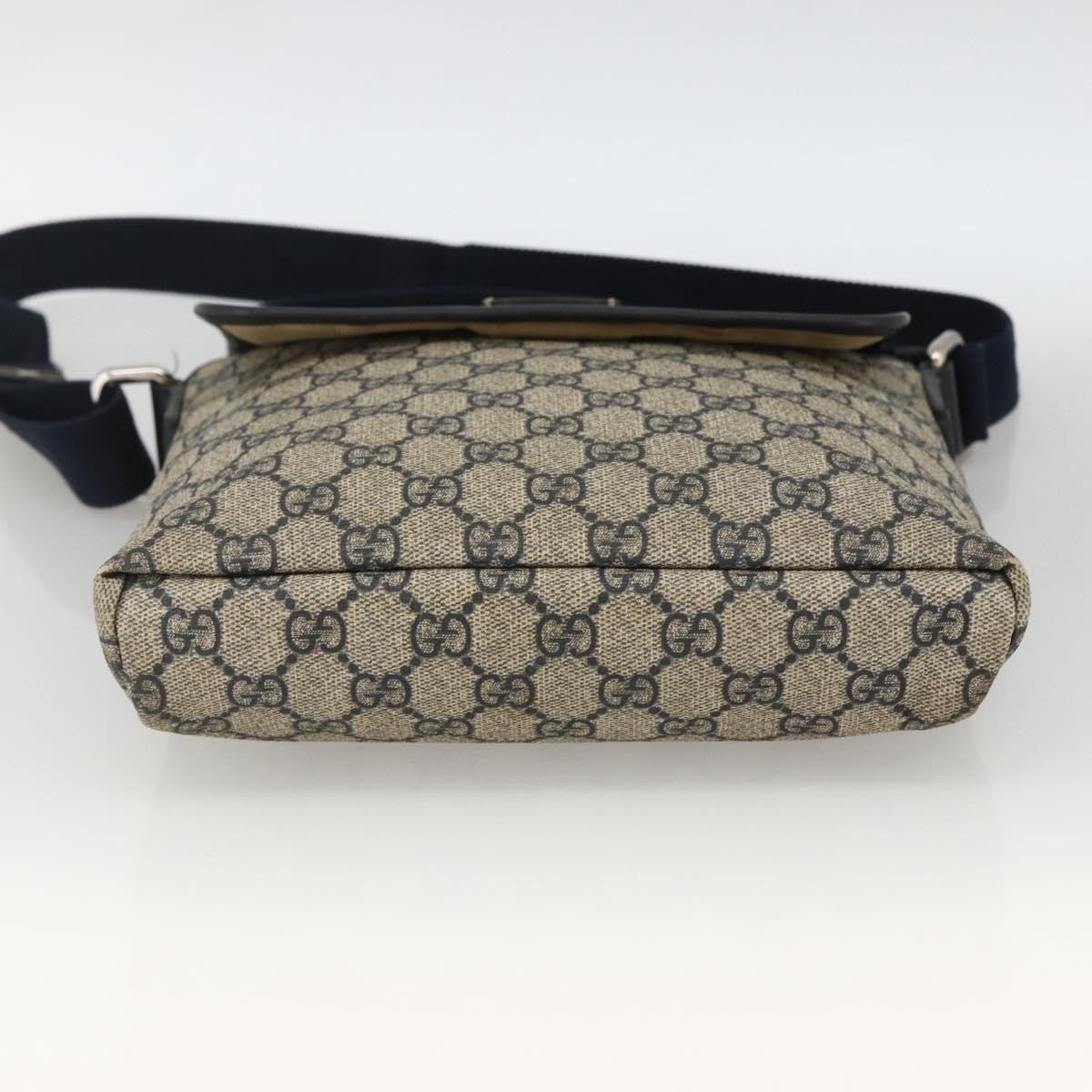 Gucci Flap Messenger Gg Coated Canvas Navy Canvas Shoulder Bag Bag (Pre-Owned)