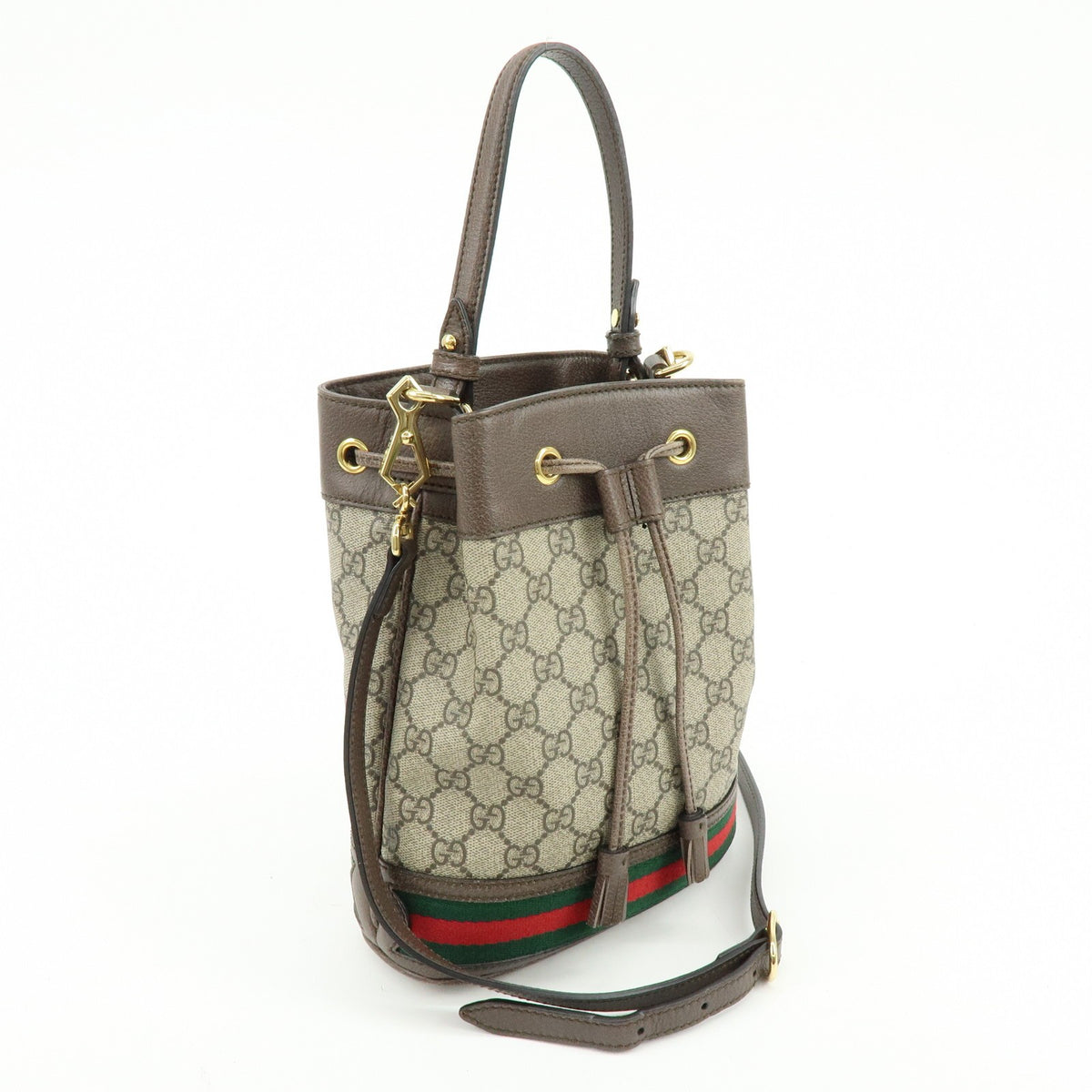 Gucci Ophidia Bucket Gg Coated Canvas Beige Canvas Handbag (Pre-Owned)