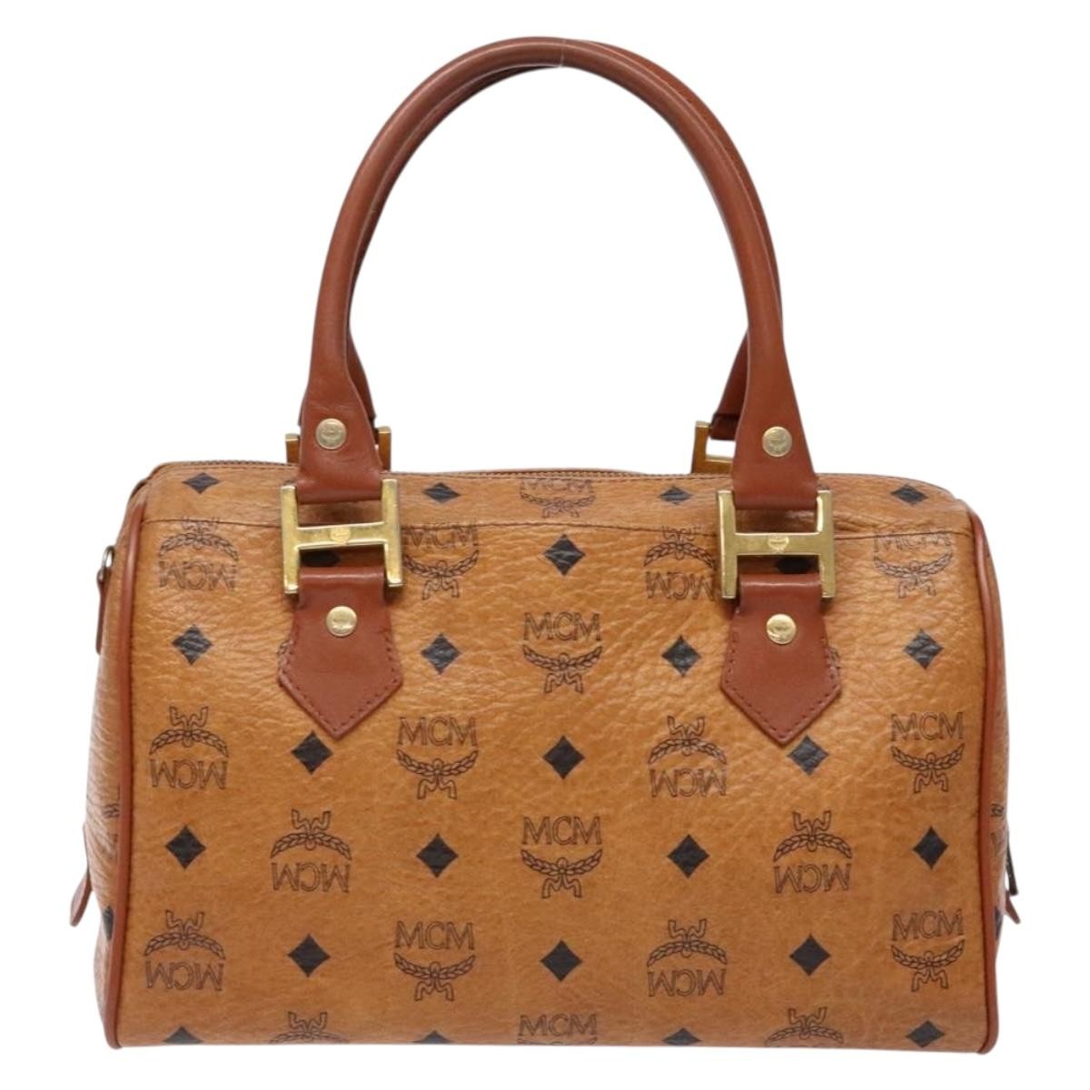 MCM Visetos Logogramme Canvas And Leather Brown Pvc Handbag (Pre-Owned)