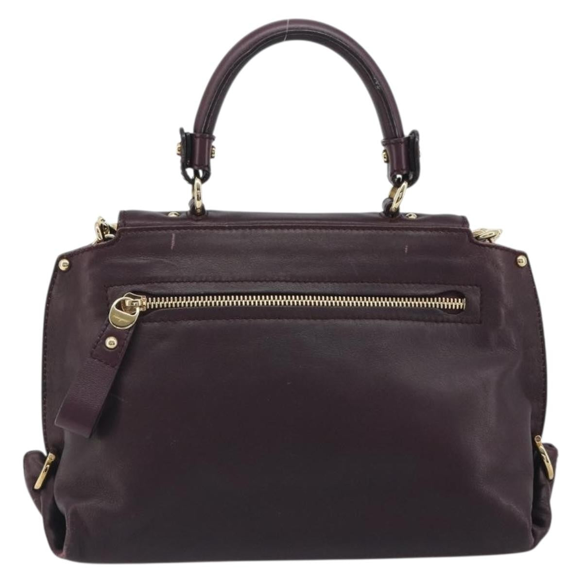 Salvatore Ferragamo Sofia Satchel Smooth Leather Purple Leather Handbag (Pre-Owned)