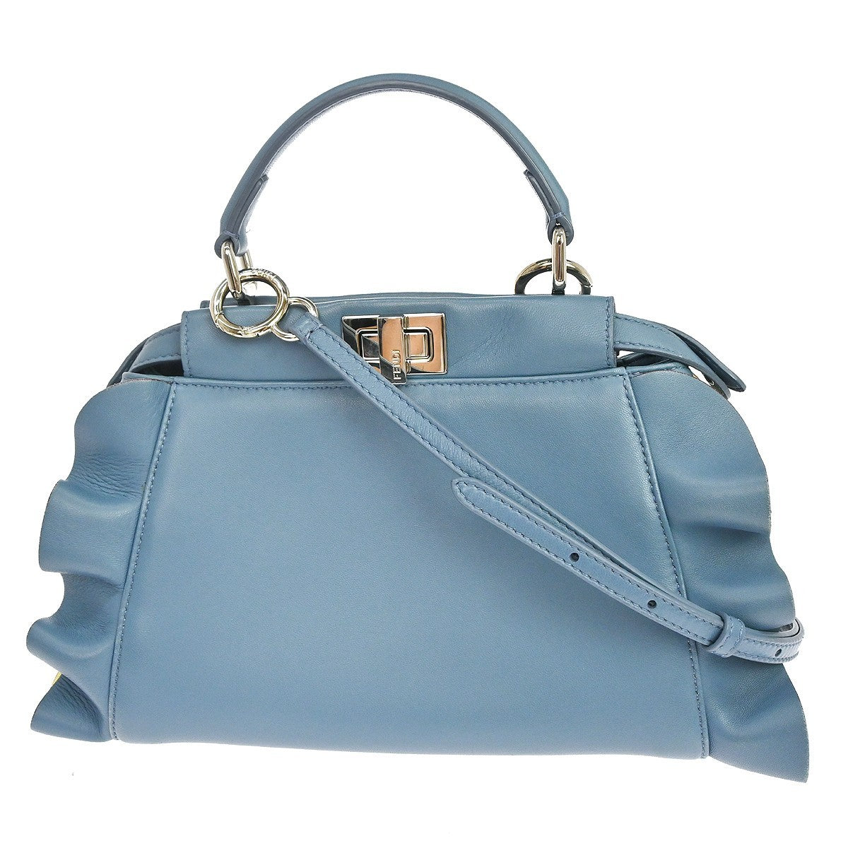 Fendi Peekaboo Leather Blue Leather Handbag (Pre-Owned)