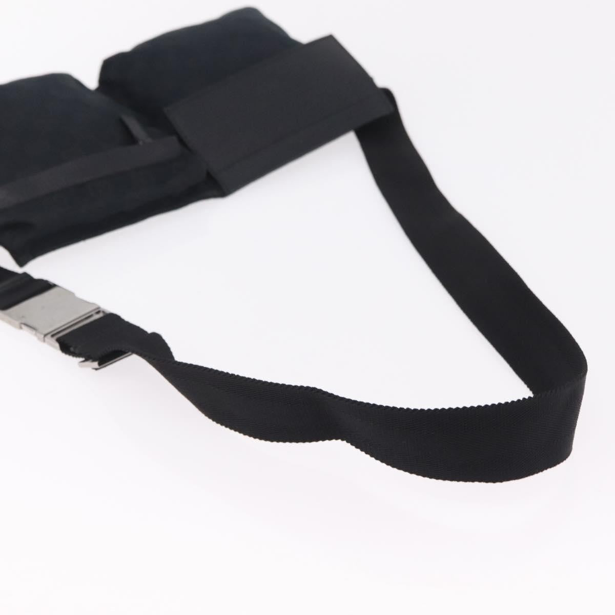 Gucci Vintage Double Web Belt Canvas Black Canvas Shoulder Bag Bag (Pre-Owned)