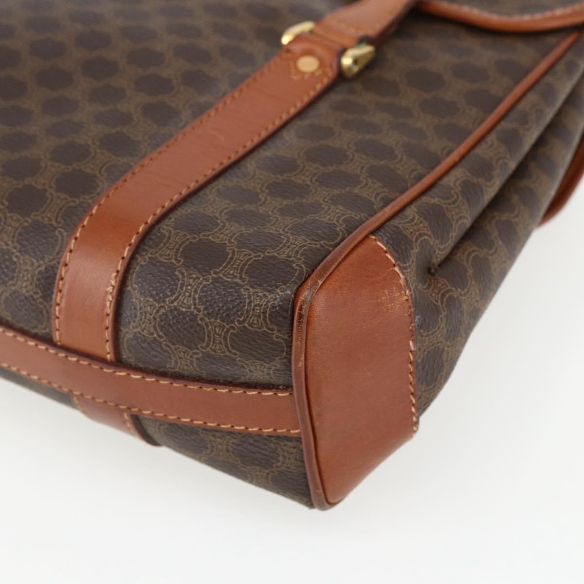 Celine Vintage Macadam Canvas And Leather Brown Canvas Handbag (Pre-Owned)