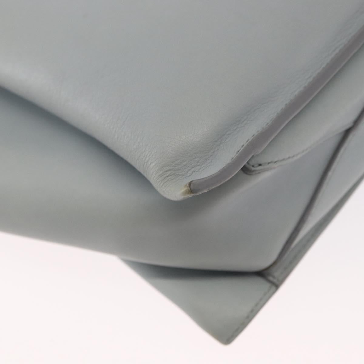Celine Tri-Fold Clutch On Chain Smooth Leather Gray Leather Clutche & Pouche Bag (Pre-Owned)