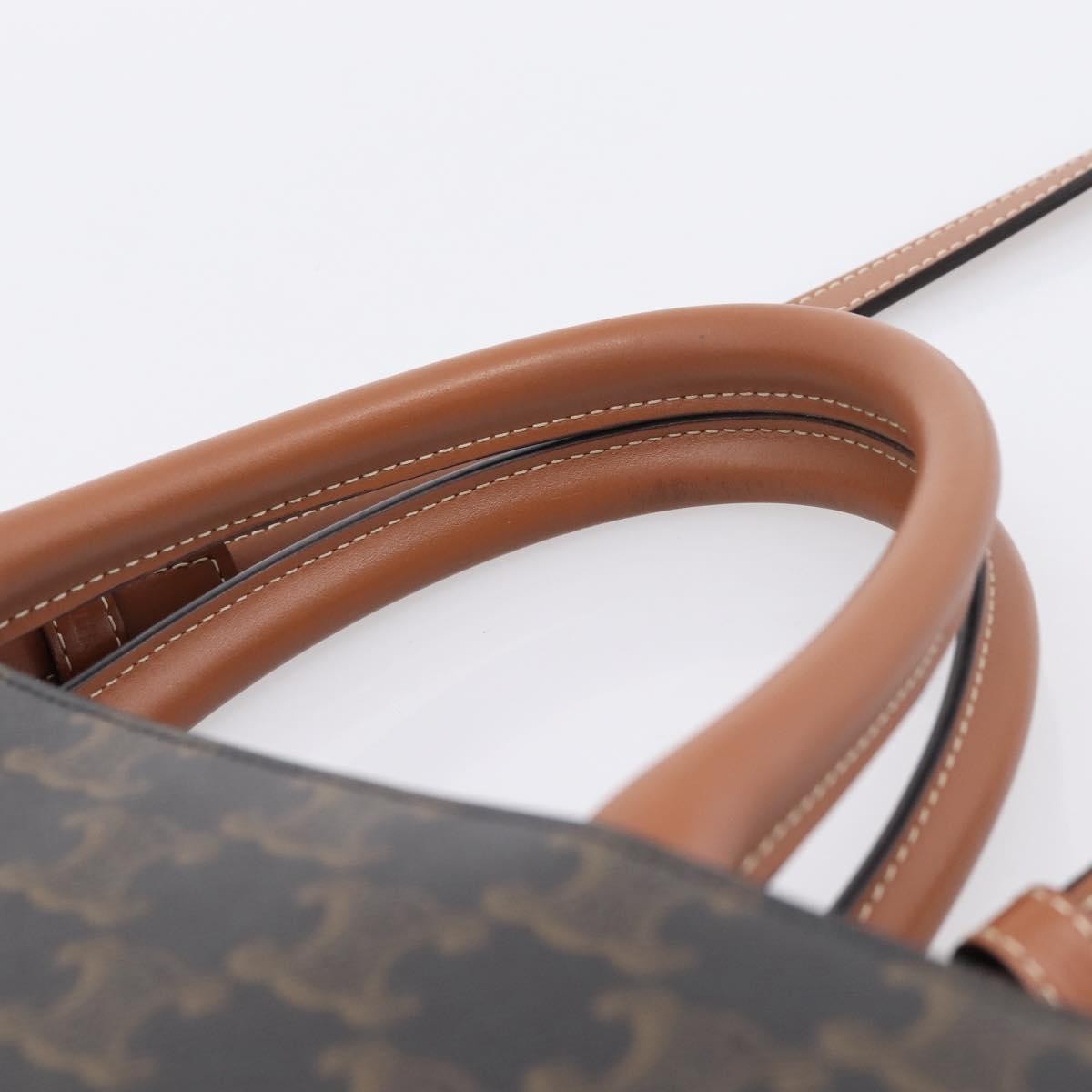 Celine Vertical Cabas Triomphe Coated Canvas Brown Canvas Tote Bag Bag (Pre-Owned)