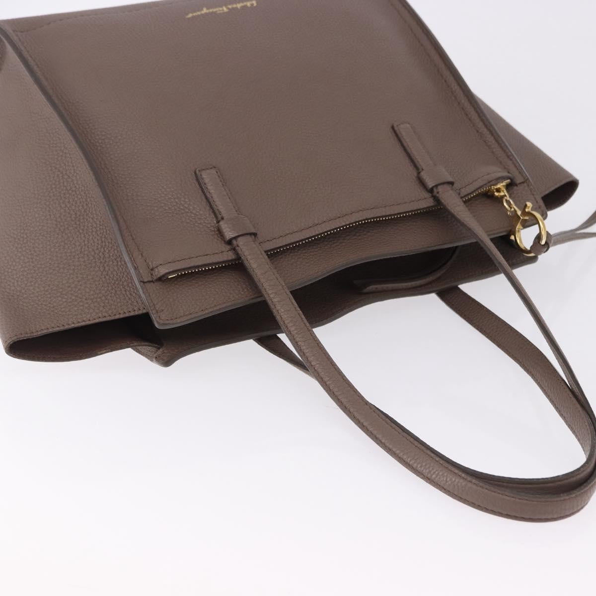 Salvatore Ferragamo Amy Tote Pebbled Leather Beige Leather Tote Bag Bag (Pre-Owned)